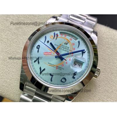 Daydate 40mm 228206 A3255 Automatic Mens Watch Best Edition BPF ICE Blue Arabic script Dial President Bracelet CHS