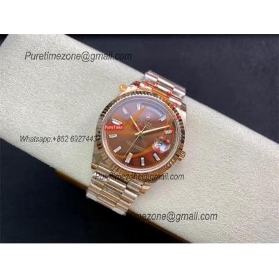 Daydate 40mm 228235 A3255 Automatic Mens Watch Best Edition BPF RG Brown Diamond Stick Dial President Bracelet