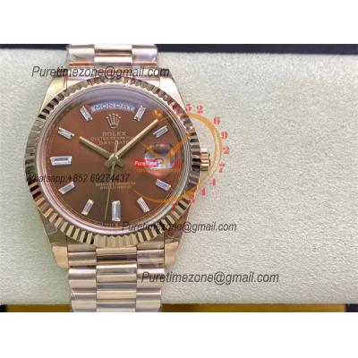 Daydate 40mm 228235 A3255 Automatic Mens Watch Best Edition BPF RG Brown Diamond Stick Dial President Bracelet