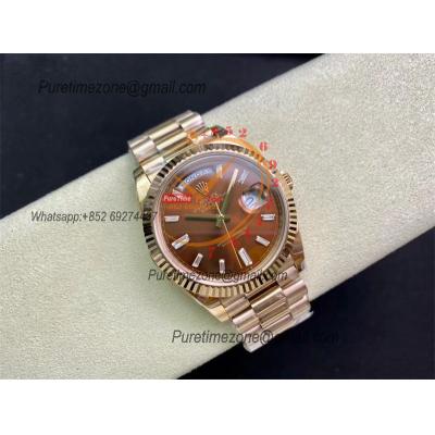 Daydate 40mm 228235 A3255 Automatic Mens Watch Best Edition BPF RG Brown Diamond Stick Dial President Bracelet