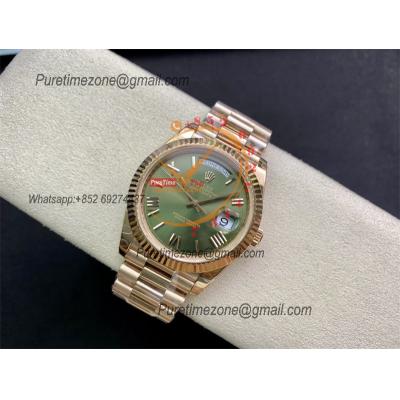 Daydate 40 228235 A3255 Automatic Mens Watch Best Edition BPF RG Green Roman Dial President Bracelet CHS