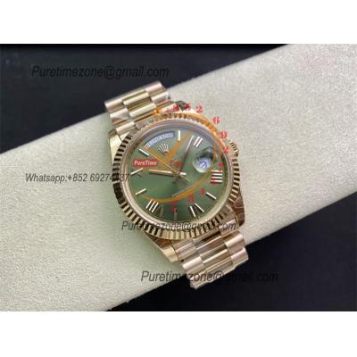 Daydate 40 228235 A3255 Automatic Mens Watch Best Edition BPF RG Green Roman Dial President Bracelet CHS