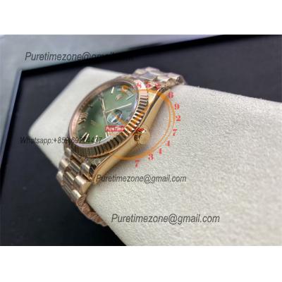 Daydate 40 228235 A3255 Automatic Mens Watch Best Edition BPF RG Green Roman Dial President Bracelet CHS