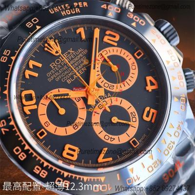 Daytona Blaken A7750 Automatic Chronograph Mens Watch Best Edition BLAKENF PVD Steel All Black Orange Dial CHS