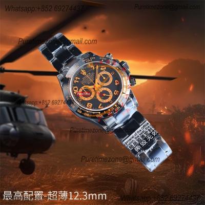 Daytona Blaken A7750 Automatic Chronograph Mens Watch Best Edition BLAKENF PVD Steel All Black Orange Dial CHS