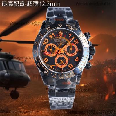 Daytona Blaken A7750 Automatic Chronograph Mens Watch Best Edition BLAKENF PVD Steel All Black Orange Dial CHS