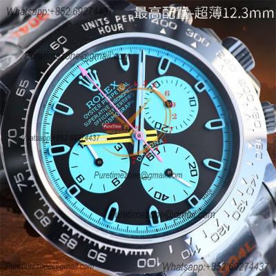 Daytona Blaken A7750 Automatic Chronograph Mens Watch Best Edition BLAKENF PVD Steel All Black Blue Dial CHS