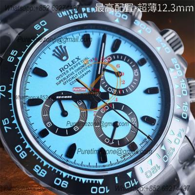 Daytona Blaken A7750 Automatic Chronograph Mens Watch Best Edition BLAKENF PVD Steel All Black Tiffany Blue Dial CHS