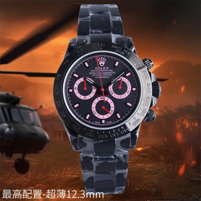 Daytona Blaken A7750 Automatic Chronograph Mens Watch Best Edition BLAKENF PVD Steel All Black  Pink Dial CHS