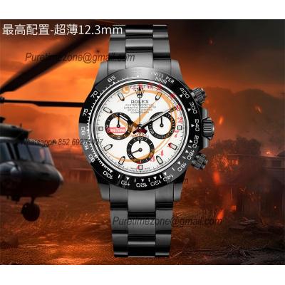 Daytona Blaken Panda A7750 Automatic Chronograph Mens Watch Best Edition BLAKENF PVD Steel All Black White Dial CHS