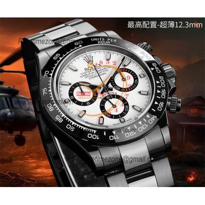 Daytona Blaken Panda A7750 Automatic Chronograph Mens Watch Best Edition BLAKENF PVD Steel All Black White Dial CHS