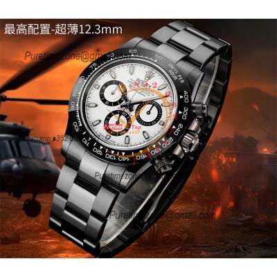 Daytona Blaken Panda A7750 Automatic Chronograph Mens Watch Best Edition BLAKENF PVD Steel All Black White Dial CHS