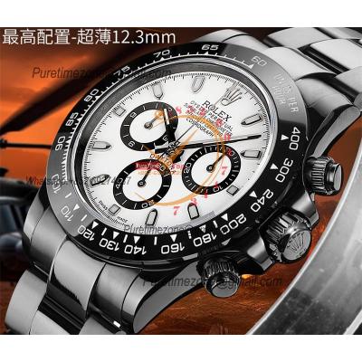 Daytona Blaken Panda A7750 Automatic Chronograph Mens Watch Best Edition BLAKENF PVD Steel All Black White Dial CHS