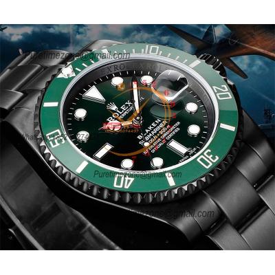 Submariner BLAKEN A3135 Automatic Mens Watch Best Edition BLAKENF 40 PVD Steel All Black Green Dial Oyster Steel Bracele