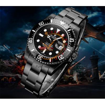 Submariner BLAKEN A3135  Automatic Mens Watch Best Edition BLAKENF 40 PVD Steel All Black Dial Oyster Steel Bracelet