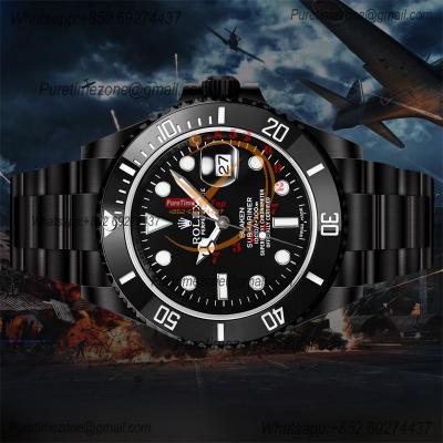 Submariner BLAKEN A3135  Automatic Mens Watch Best Edition BLAKENF 40 PVD Steel All Black Dial Oyster Steel Bracelet