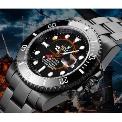 Submariner BLAKEN A3135  Automatic Mens Watch Best Edition BLAKENF 40 PVD Steel All Black Dial Oyster Steel Bracelet