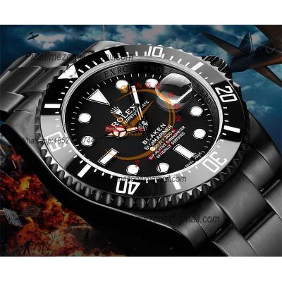 Submariner BLAKEN A3135  Automatic Mens Watch Best Edition BLAKENF 40 PVD Steel All Black Dial Oyster Steel Bracelet