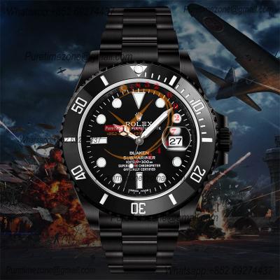 Submariner BLAKEN A3135  Automatic Mens Watch Best Edition BLAKENF 40 PVD Steel All Black Dial Oyster Steel Bracelet