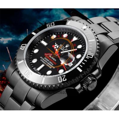 Submariner BLAKEN A3135  Automatic Mens Watch Best Edition BLAKENF 40 PVD Steel All Black Dial Oyster SS Bracelet CHS