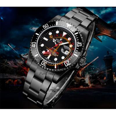 Submariner BLAKEN A3135  Automatic Mens Watch Best Edition BLAKENF 40 PVD Steel All Black Dial Oyster SS Bracelet CHS