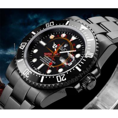 Submariner BLAKEN A3135  Automatic Mens Watch Best Edition BLAKENF 40 PVD Steel All Black Red Dial Oyster SS Bracelet CH