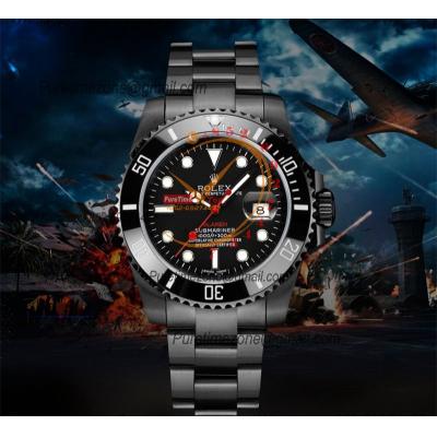 Submariner BLAKEN A3135  Automatic Mens Watch Best Edition BLAKENF 40 PVD Steel All Black Red Dial Oyster SS Bracelet CH