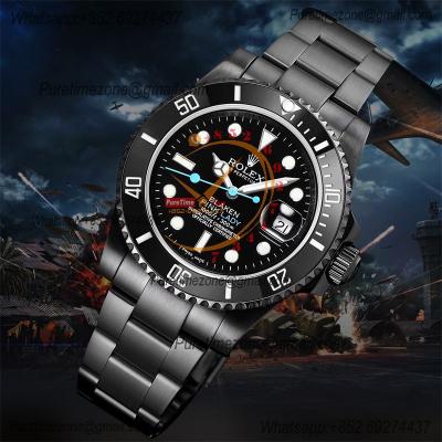 Submariner BLAKEN A3135 Automatic Mens Watch Best Edition BLAKENF 40 PVD Steel All Black Blue Dial Oyster SS Bracelet