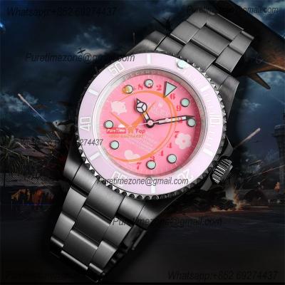 Submariner BLAKEN A3135 Automatic Mens Watch Best Edition BLAKENF 40 PVD Steel All Black Pink Dial Oyster SS Bracelet