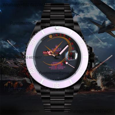 Submariner BLAKEN A3135 Automatic Mens Watch Best Edition BLAKENF 40 PVD Steel All Black Dial Pink Bezel Oyster Bracelet