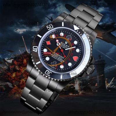 Submariner BLAKEN A3135 Automatic Mens Watch Best Edition BLAKENF 40 PVD Steel All Black Poker Dial Oyster SS Bracelet