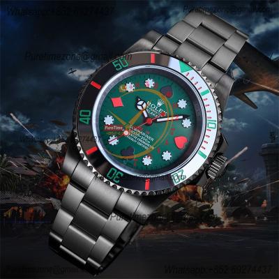 Submariner BLAKEN A3135 Auto Mens Watch Best Edition BLAKENF 40 PVD Steel All Black Poker Green Dial Oyster Bracelet