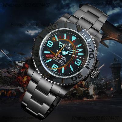 Submariner BLAKEN A3135 Automatic Mens Watch Best Edition BLAKENF 40 PVD Steel All Black Blue Dial Oyster SS Bracelet CH