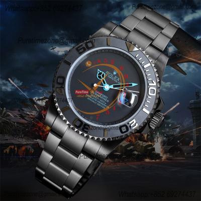 Submariner BLAKEN A3135 Automatic Mens Watch Best Edition BLAKENF 40 PVD Steel All Black Blue Dial Oyster SS Bracelet CH