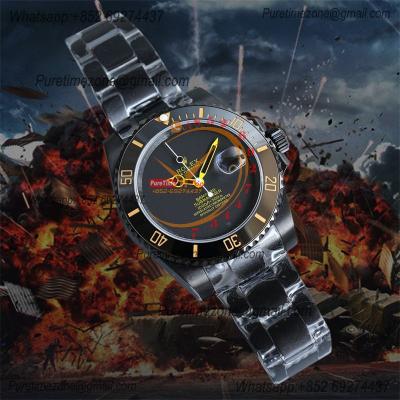 Submariner BLAKEN A3135 Automatic Mens Watch Best Edition BLAKENF 40 PVD Steel All Black Yellow Dial Oyster SS Bracelet 