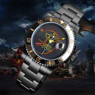 Submariner BLAKEN A3135 Automatic Mens Watch Best Edition BLAKENF 40 PVD Steel All Black Yellow Dial Oyster SS Bracelet 