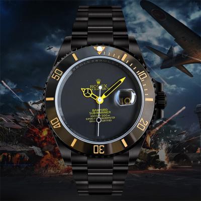 Submariner BLAKEN A3135 Automatic Mens Watch Best Edition BLAKENF 40 PVD Steel All Black Yellow Dial Oyster SS Bracelet 