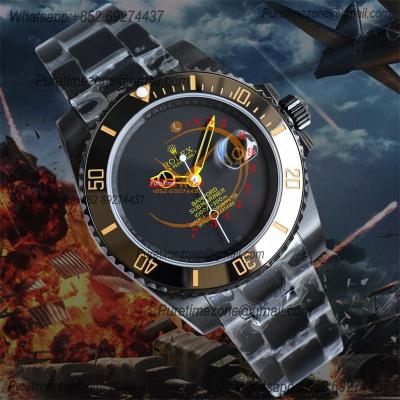 Submariner BLAKEN A3135 Automatic Mens Watch Best Edition BLAKENF 40 PVD Steel All Black Yellow Dial Oyster SS Bracelet 