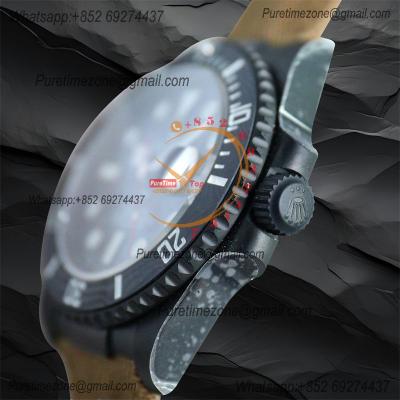 Submariner BLAKEN Forged Carbon  A3135 Automatic Mens Watch Best Edition BLAKENF 40 All Black Dial Brown Nylon Strap CHS