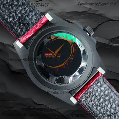 Submariner BLAKEN Forged Carbon  A3135 Automatic Mens Watch Best Edition BLAKENF 40 All Black Dial Red Nylon Strap CHS