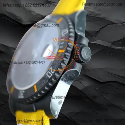 Submariner BLAKEN Forged Carbon  A3135 Automatic Mens Watch Best Edition BLAKENF 40 All Black Dial Yellow Nylon Strap CH