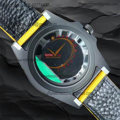 Submariner BLAKEN Forged Carbon  A3135 Automatic Mens Watch Best Edition BLAKENF 40 All Black Dial Yellow Nylon Strap CH