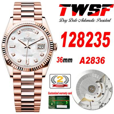 Day Date 36 128235 A2836 Automatic Womens Watch Best Edition TWSF RG MOP Diamonds Dial President Bracelet  CHS