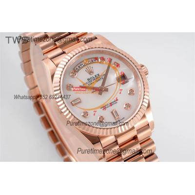 Day Date 36 128235 A2836 Automatic Womens Watch Best Edition TWSF RG MOP Diamonds Dial President Bracelet  CHS