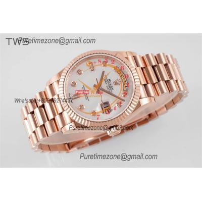 Day Date 36 128235 A2836 Automatic Womens Watch Best Edition TWSF RG MOP Diamonds Dial President Bracelet  CHS