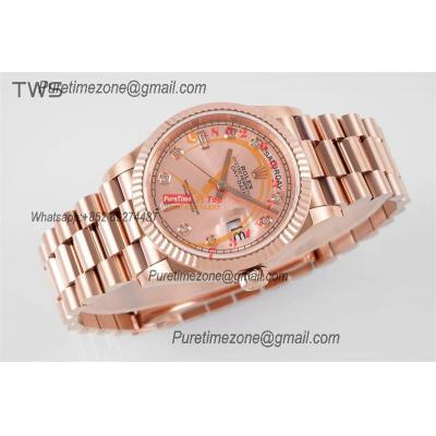 DayDate 36 128235 A2836 Automatic Womens Watch Best Edition TWSF RG  Champagne Roman Dial President Bracelet  CHS