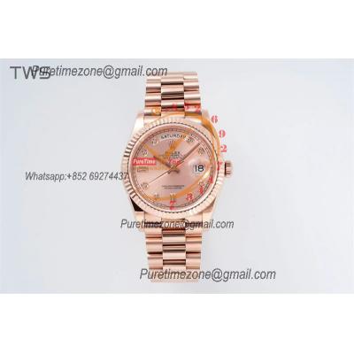 DayDate 36 128235 A2836 Automatic Womens Watch Best Edition TWSF RG  Champagne Roman Dial President Bracelet  CHS