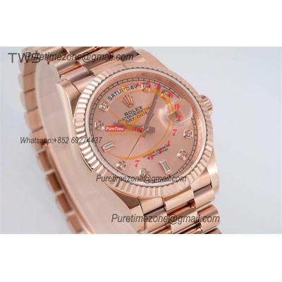 DayDate 36 128235 A2836 Automatic Womens Watch Best Edition TWSF RG  Champagne Roman Dial President Bracelet  CHS