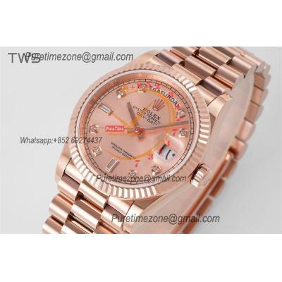 DayDate 36 128235 A2836 Automatic Womens Watch Best Edition TWSF RG  Champagne Roman Dial President Bracelet  CHS