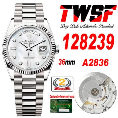 DayDate 36 128239 A2836 Automatic Womens Watch Best Edition TWSF MOP Diamond  Dial President Bracelet CHS